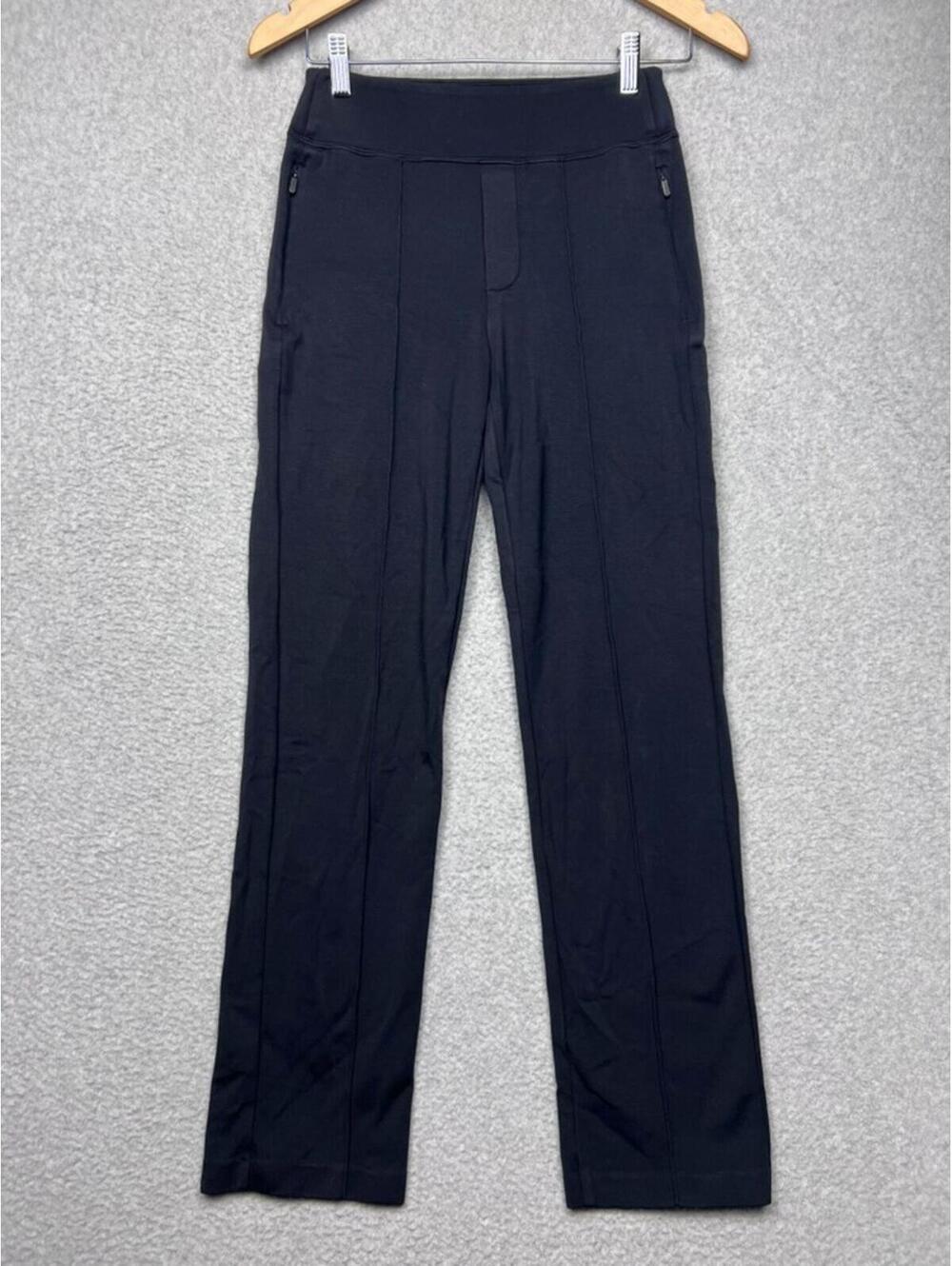 Athleta Eastbound Straight Pant Womens 0 Black Tencel Travel Office Quiet Luxury